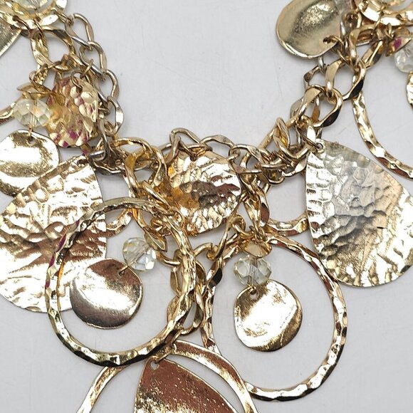 Gold Tone Hammered Disc Necklace By Laura Ashley - Picture 3 of 7